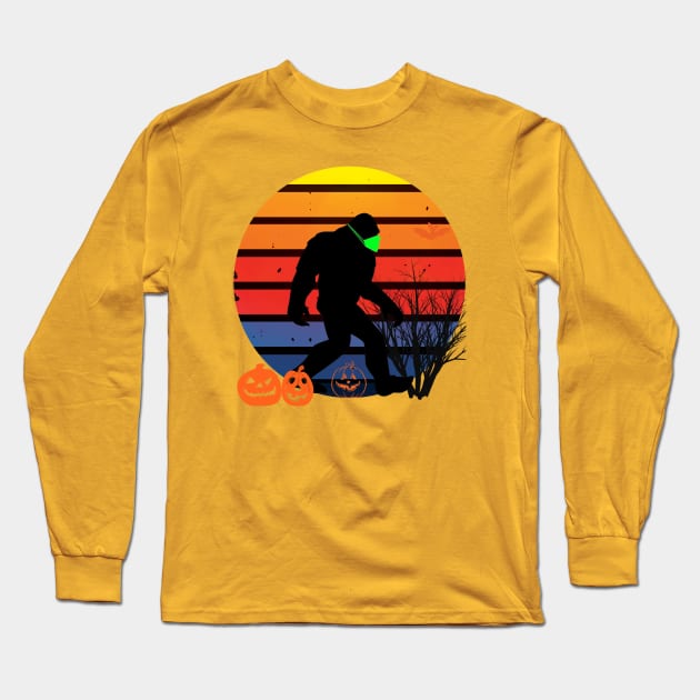 Big Foot Social distancing Halloween Long Sleeve T-Shirt by Kishu